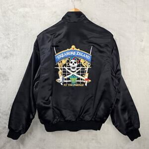 Vintage Treasure Island At The Mirage Casino Pirate Satin Jacket Medium USA 90s